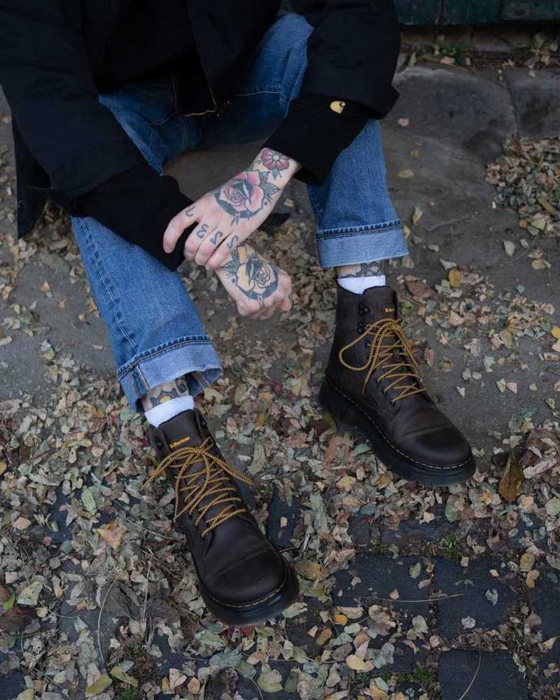 Dr Martens Tarik Crazy Horse Leather Utility Boots Casual Boots Dark Brown | 18706SOFN