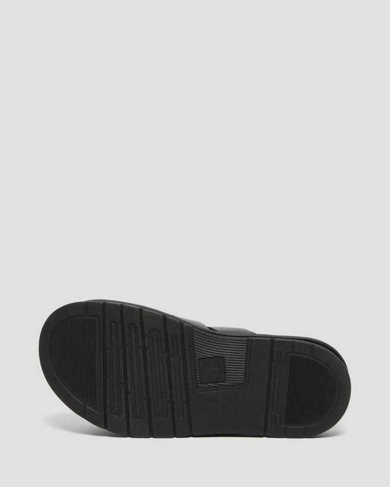 Dr Martens Tate Leather Slide Sandals Slides Black | 10396RECA