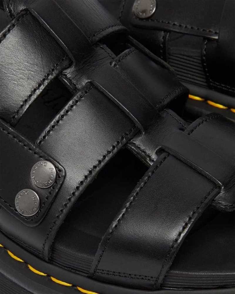 Dr Martens Terry Leather Strap Sandals Gladiator Sandals Black | 80456GOSK