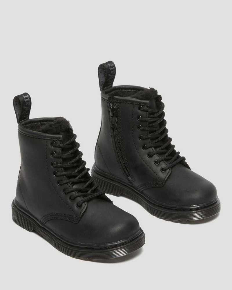 Dr Martens Toddler 1460 Faux Fur Lined Boots Boots Black | 46108BYTZ