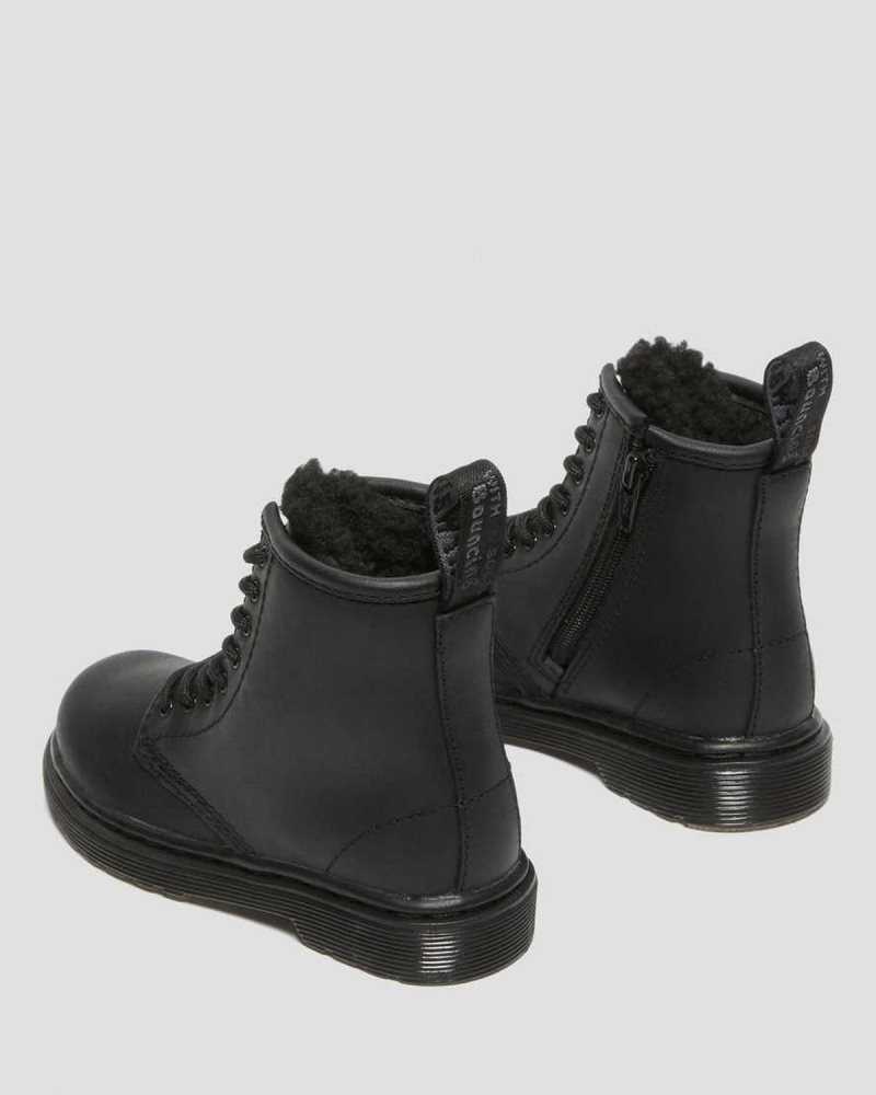 Dr Martens Toddler 1460 Faux Fur Lined Boots Boots Black | 46108BYTZ