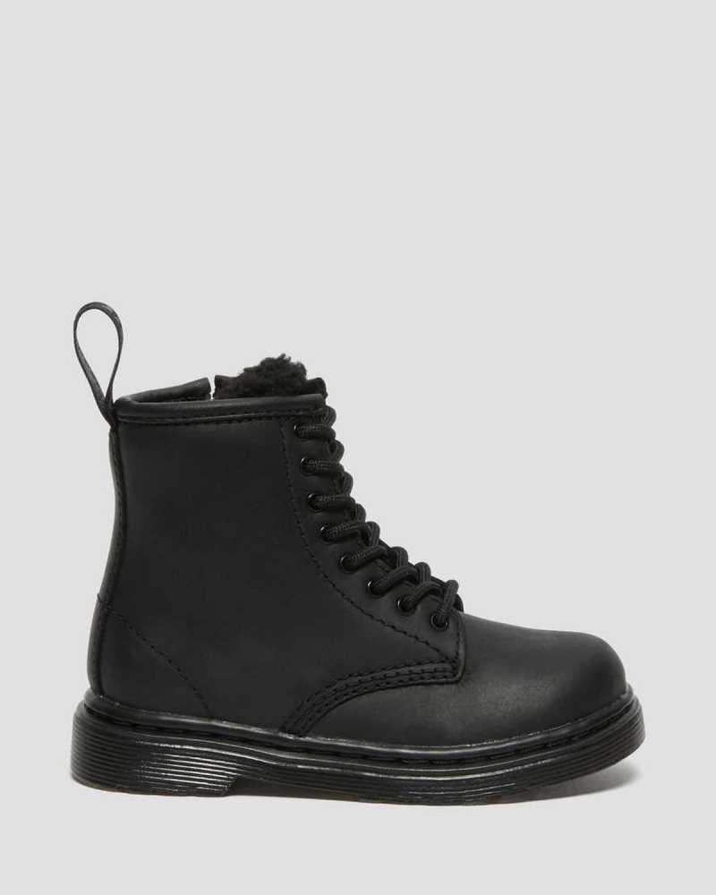 Dr Martens Toddler 1460 Faux Fur Lined Boots Boots Black | 46108BYTZ