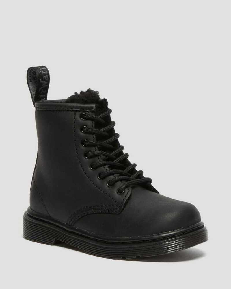 Dr Martens Toddler 1460 Faux Fur Lined Boots Boots Black | 46108BYTZ