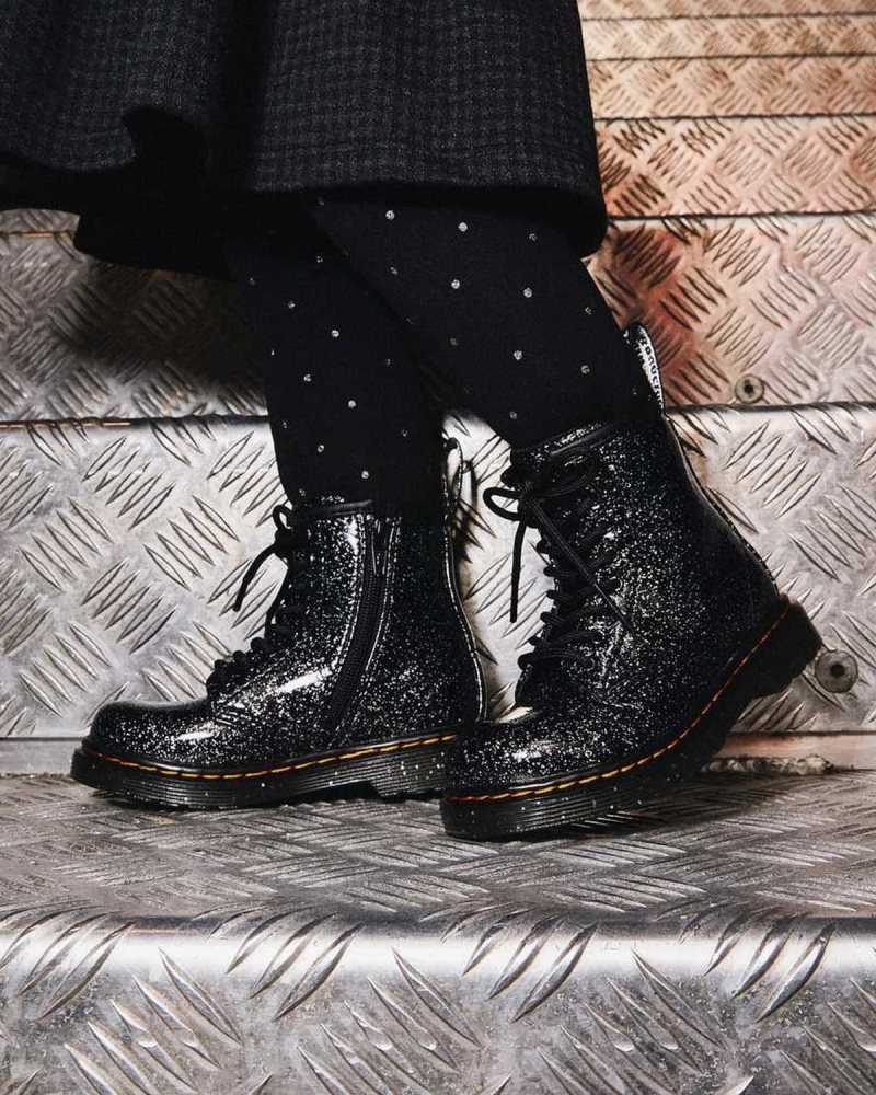 Dr Martens Toddler 1460 Glitter Lace Up Boots Boots Black | 86702ILQT