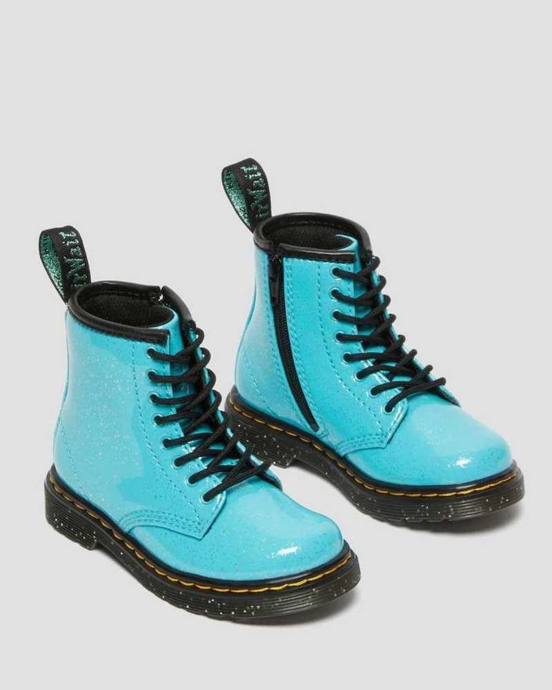 Dr Martens Toddler 1460 Glitter Lace Up Boots Boots Turquoise | 70295OMAE