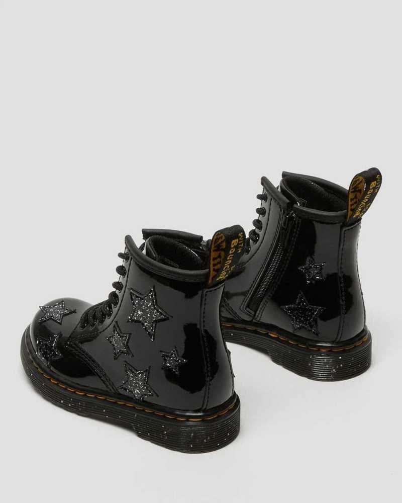 Dr Martens Toddler 1460 Glitter Star Patent Lace Up Boots Boots Black | 01568DBIG