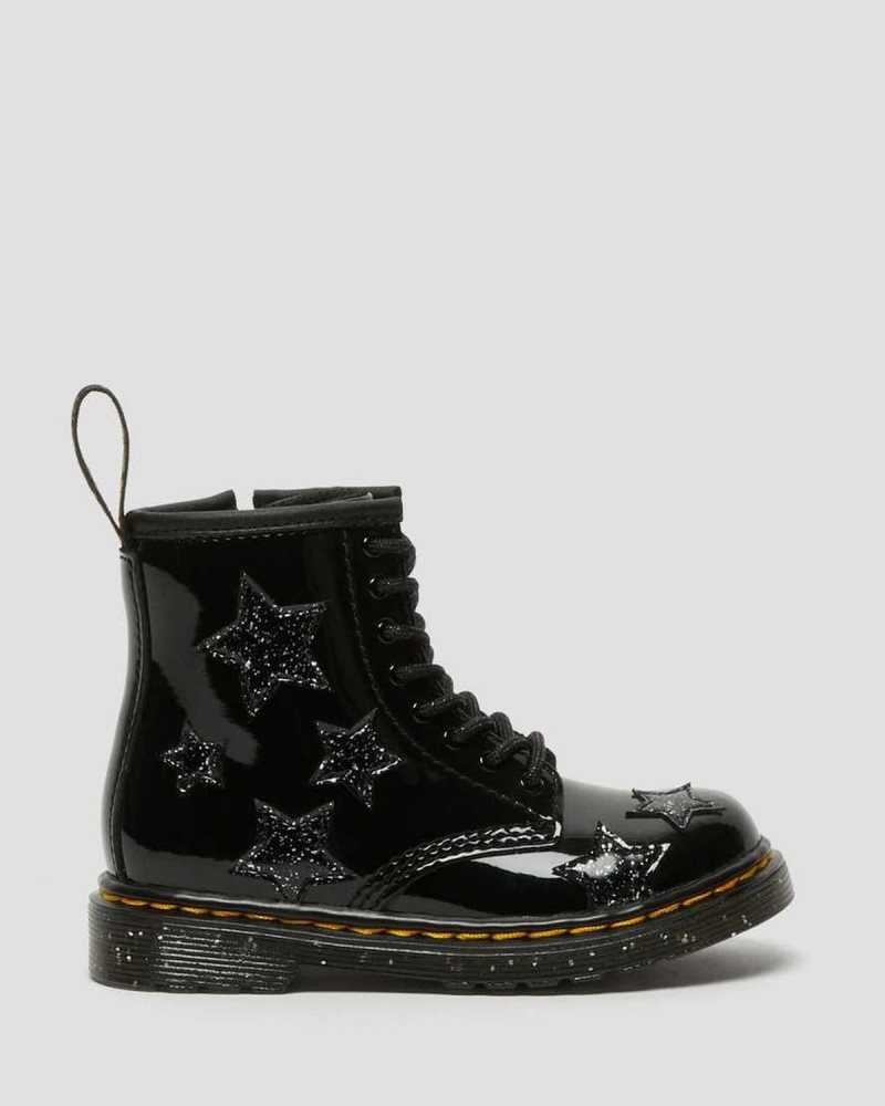 Dr Martens Toddler 1460 Glitter Star Patent Lace Up Boots Boots Black | 01568DBIG