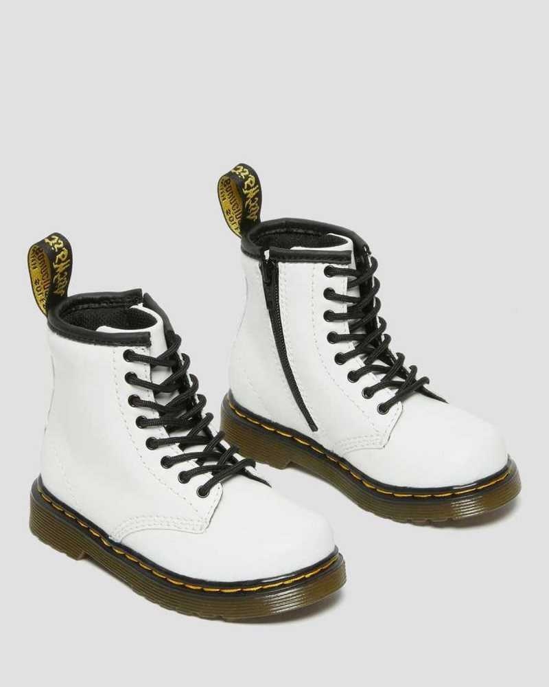 Dr Martens Toddler 1460 Leather Lace Up Boots Boots White | 86930ZOHQ