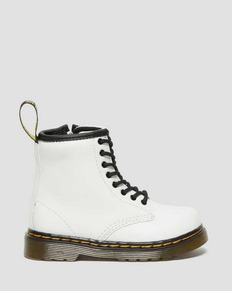 Dr Martens Toddler 1460 Leather Lace Up Boots Boots White | 86930ZOHQ