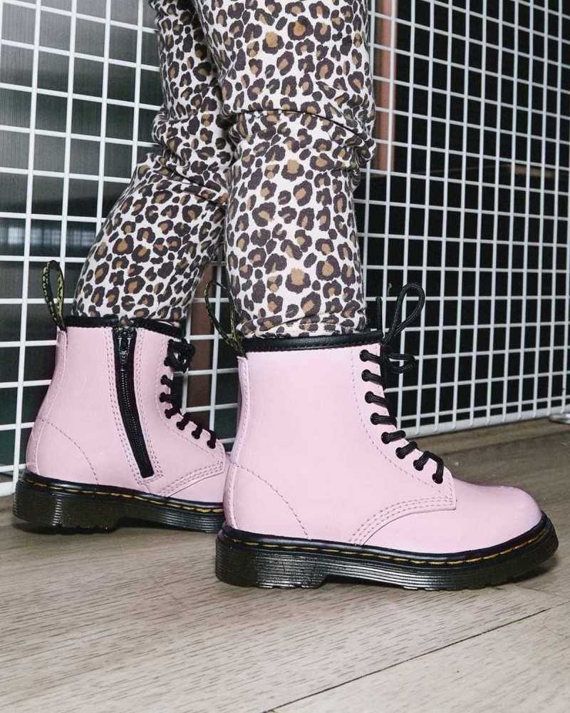 Dr Martens Toddler 1460 Patent Leather Lace Up Boots Boots Pink | 78532HAKW