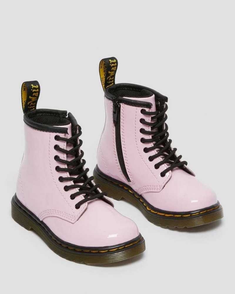 Dr Martens Toddler 1460 Patent Leather Lace Up Boots Boots Pink | 78532HAKW