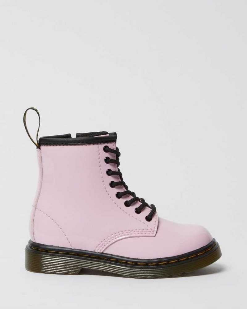 Dr Martens Toddler 1460 Patent Leather Lace Up Boots Boots Pink | 78532HAKW