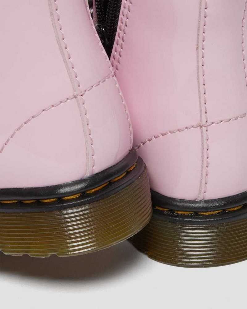 Dr Martens Toddler 1460 Patent Leather Lace Up Boots Boots Pink | 78532HAKW