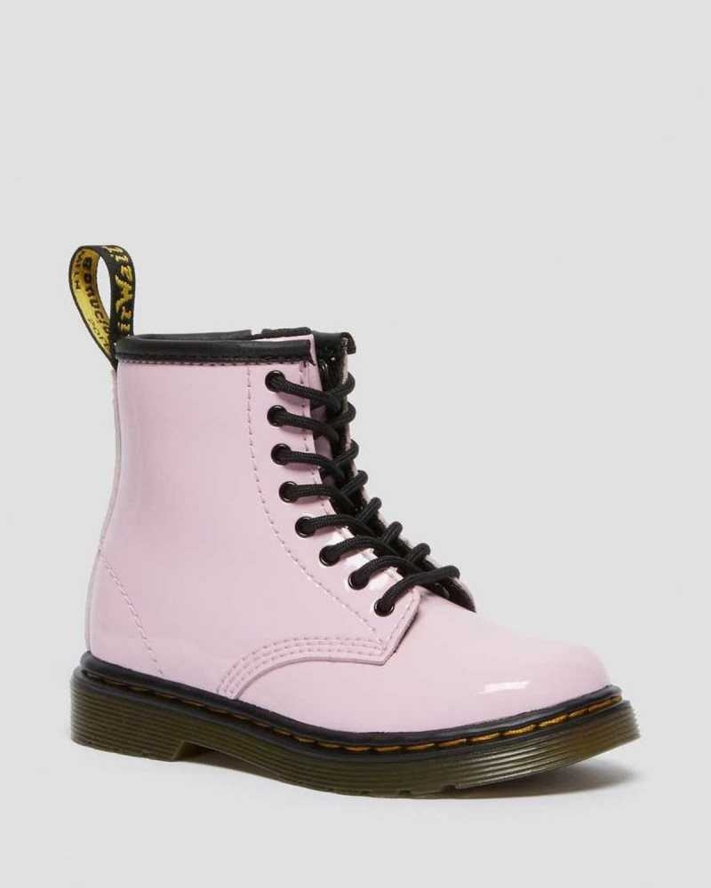 Dr Martens Toddler 1460 Patent Leather Lace Up Boots Boots Pink | 78532HAKW