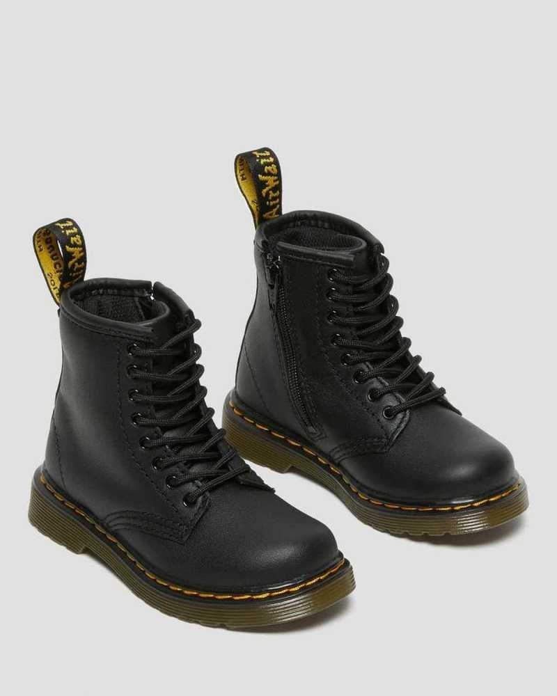 Dr Martens Toddler 1460 Softy T Leather Lace Up Boots Boots Black | 84231XFAN