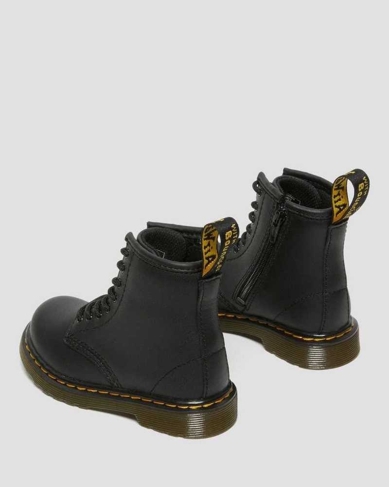 Dr Martens Toddler 1460 Softy T Leather Lace Up Boots Boots Black | 84231XFAN