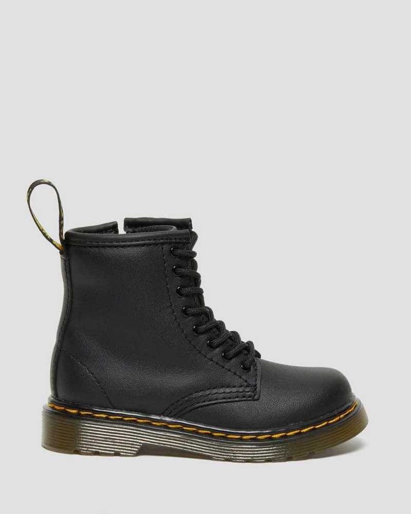 Dr Martens Toddler 1460 Softy T Leather Lace Up Boots Boots Black | 84231XFAN