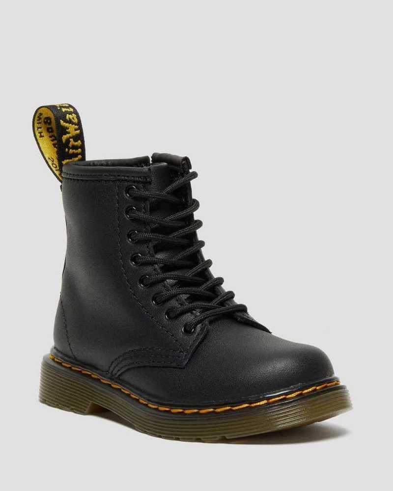 Dr Martens Toddler 1460 Softy T Leather Lace Up Boots Boots Black | 84231XFAN