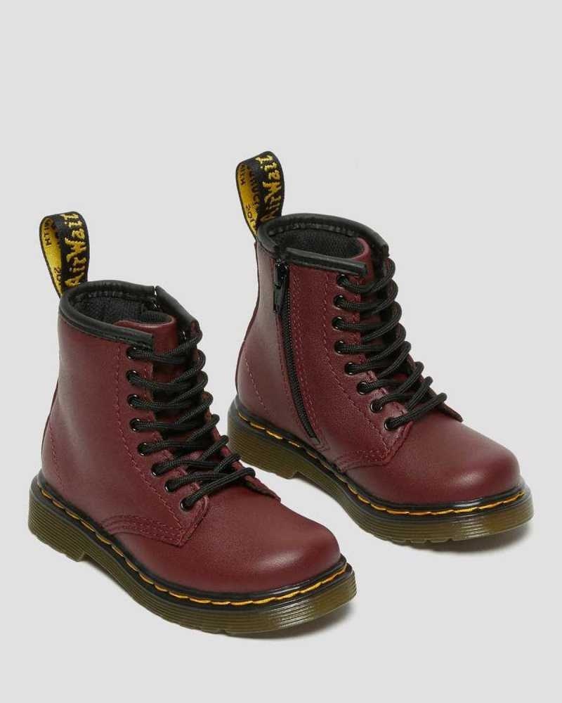 Dr Martens Toddler 1460 Softy T Leather Lace Up Boots Boots Pink Red | 52791FNJH