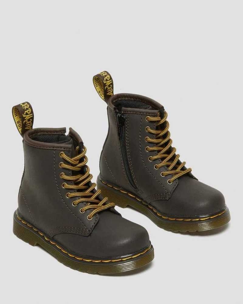 Dr Martens Toddler 1460 Wildhorse Leather Lace Up Boots Boots Dark Brown | 63182LGUT