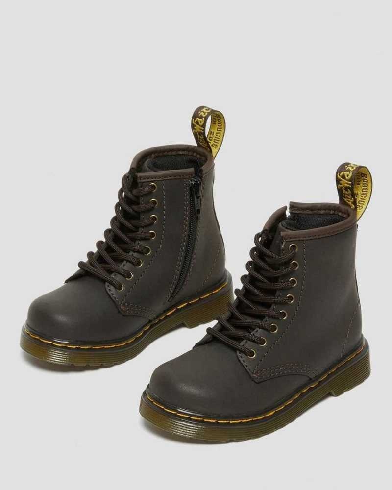 Dr Martens Toddler 1460 Wildhorse Leather Lace Up Boots Boots Dark Brown | 63182LGUT