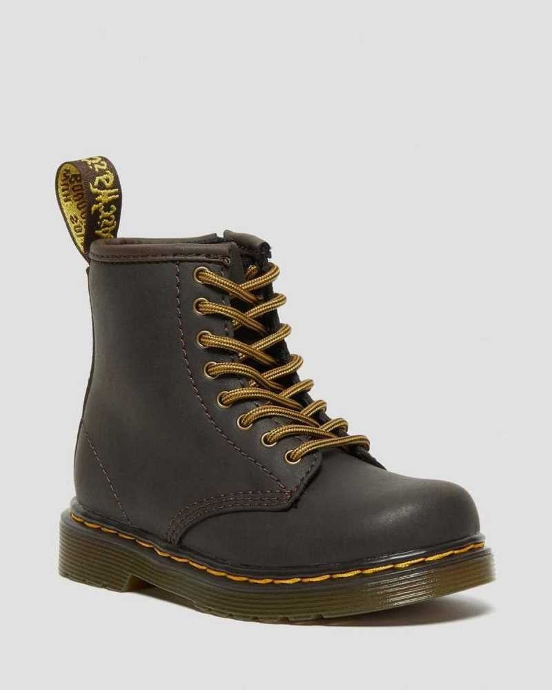 Dr Martens Toddler 1460 Wildhorse Leather Lace Up Boots Boots Dark Brown | 63182LGUT