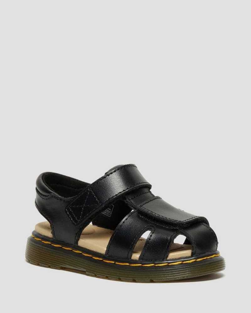 Dr Martens Toddler Moby II Leather Velcro Sandals Sandals Black | 60148XQLC