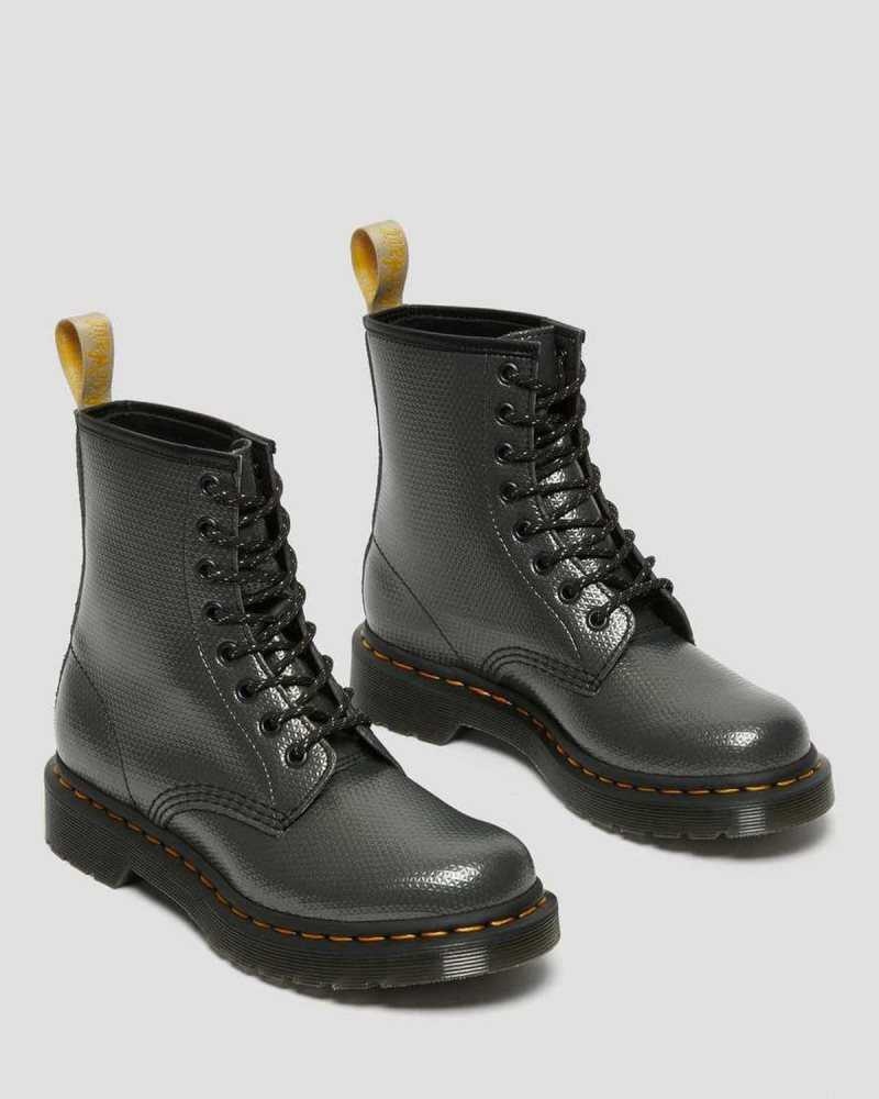 Dr Martens Vegan 1460 Metallic Emboss Lace Up Boots Boots Grey | 65032CDYK