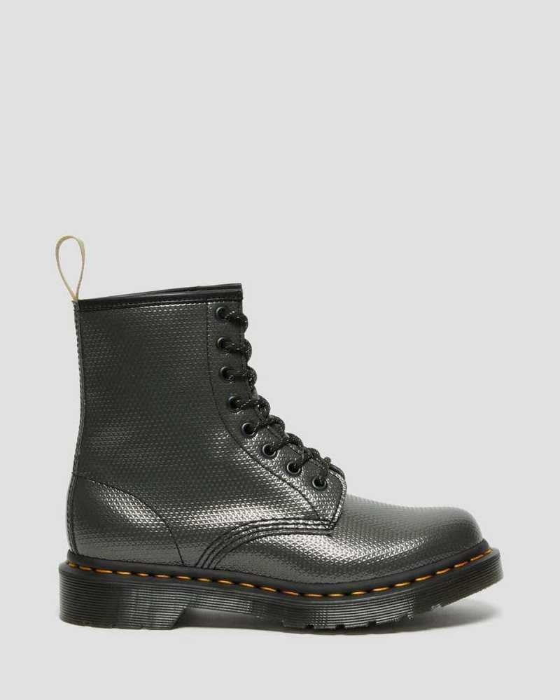 Dr Martens Vegan 1460 Metallic Emboss Lace Up Boots Boots Grey | 65032CDYK