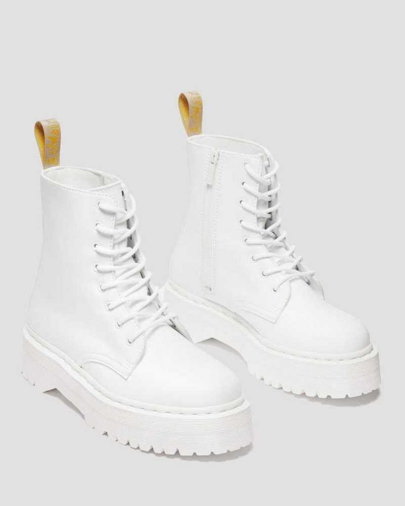 Dr Martens Vegan Jadon II Kemble Mono Platform Boots Platform Boots White | 26948XWLG