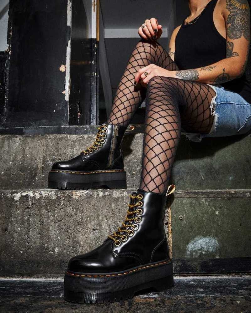 Dr Martens Vegan Jadon Max Platform Boots Ankle Boots Black | 90734PJVR