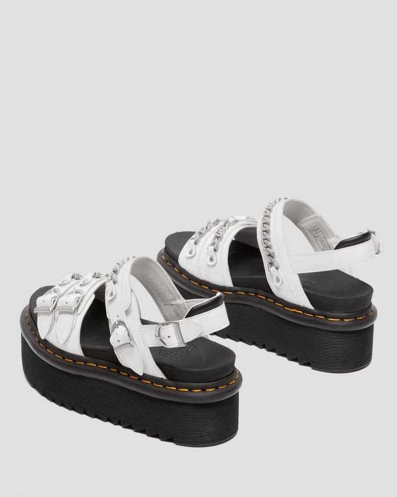 Dr Martens Voss II Chain Patent Leather Platform Sandals Platform Sandals White | 18724OQWL