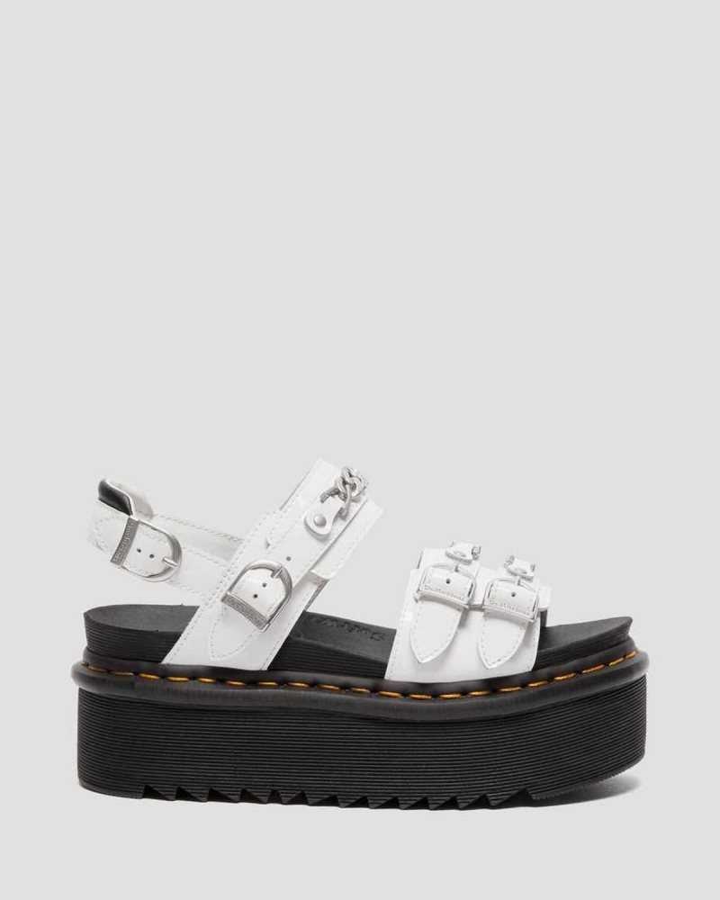 Dr Martens Voss II Chain Patent Leather Platform Sandals Platform Sandals White | 18724OQWL