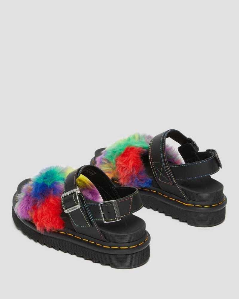 Dr Martens Voss II Fluffy Faux Fur Strap Sandals Gladiator Sandals Multicolor | 34781MQHJ