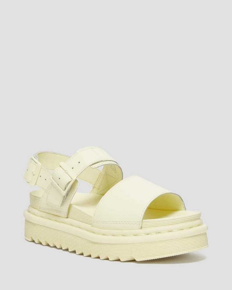 Dr Martens Voss Leather Strap Sandals Gladiator Sandals Cream | 76450ZGKE