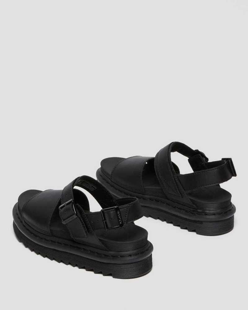 Dr Martens Voss Leather Strap Sandals Gladiator Sandals Black | 41632VPZC