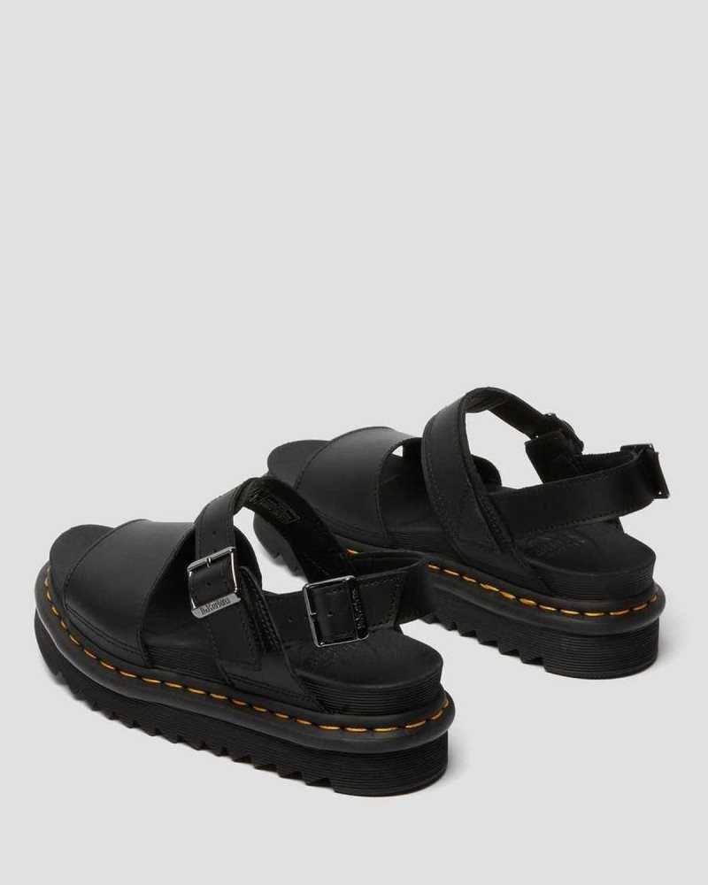 Dr Martens Voss Leather Strap Sandals Gladiator Sandals Black / Black | 36150PDMA