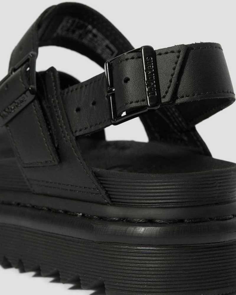 Dr Martens Voss Leather Strap Sandals Platform Sandals Black | 17096CGZR