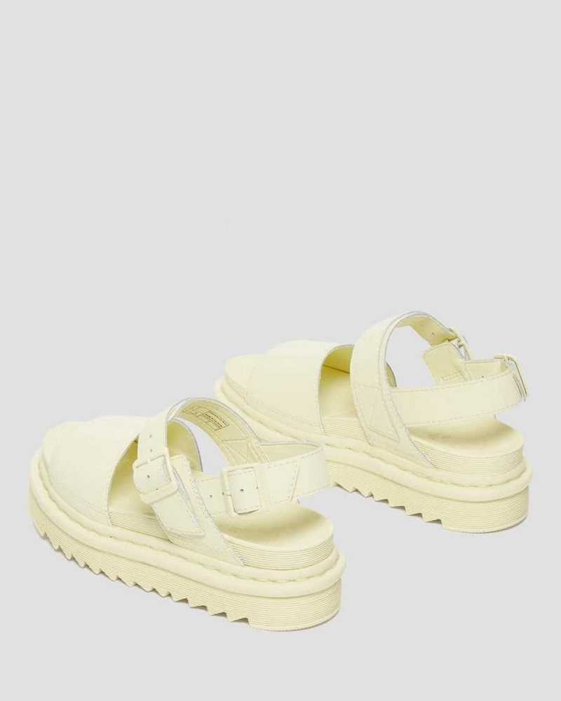 Dr Martens Voss Leather Strap Sandals Platform Sandals Cream | 07192JFNA