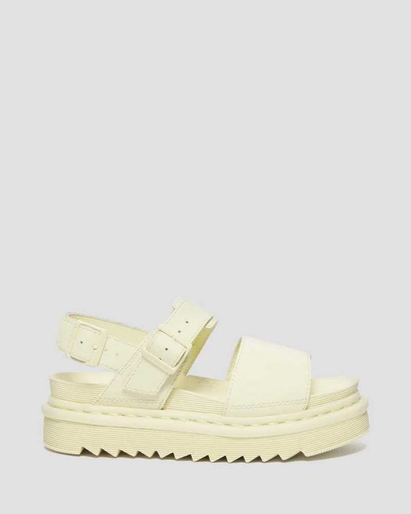 Dr Martens Voss Leather Strap Sandals Platform Sandals Cream | 07192JFNA