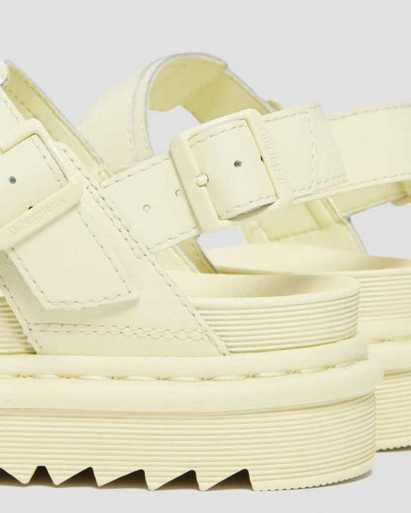 Dr Martens Voss Leather Strap Sandals Platform Sandals Cream | 07192JFNA