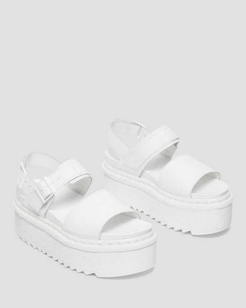 Dr Martens Voss Mono Leather Platform Strap Sandals Platform Sandals White | 98703IZUA