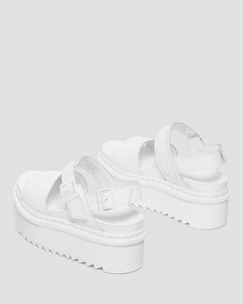 Dr Martens Voss Mono Leather Platform Strap Sandals Platform Sandals White | 98703IZUA