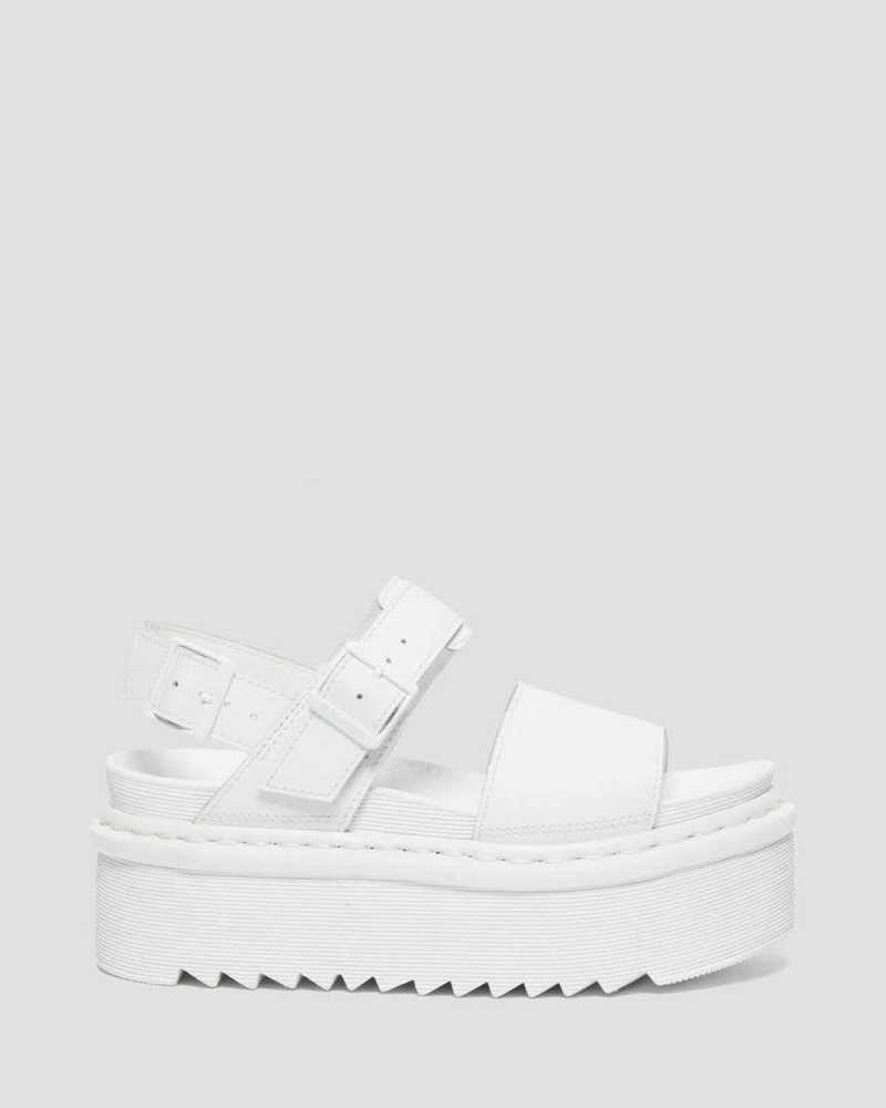 Dr Martens Voss Mono Leather Platform Strap Sandals Platform Sandals White | 98703IZUA