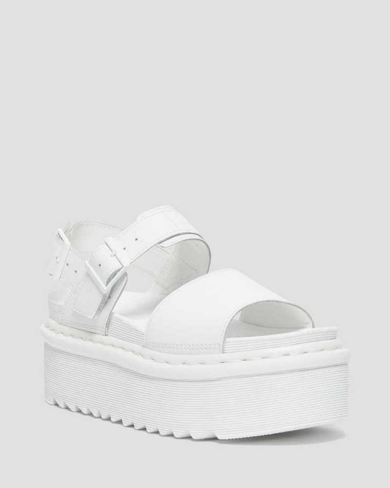 Dr Martens Voss Mono Leather Platform Strap Sandals Platform Sandals White | 98703IZUA