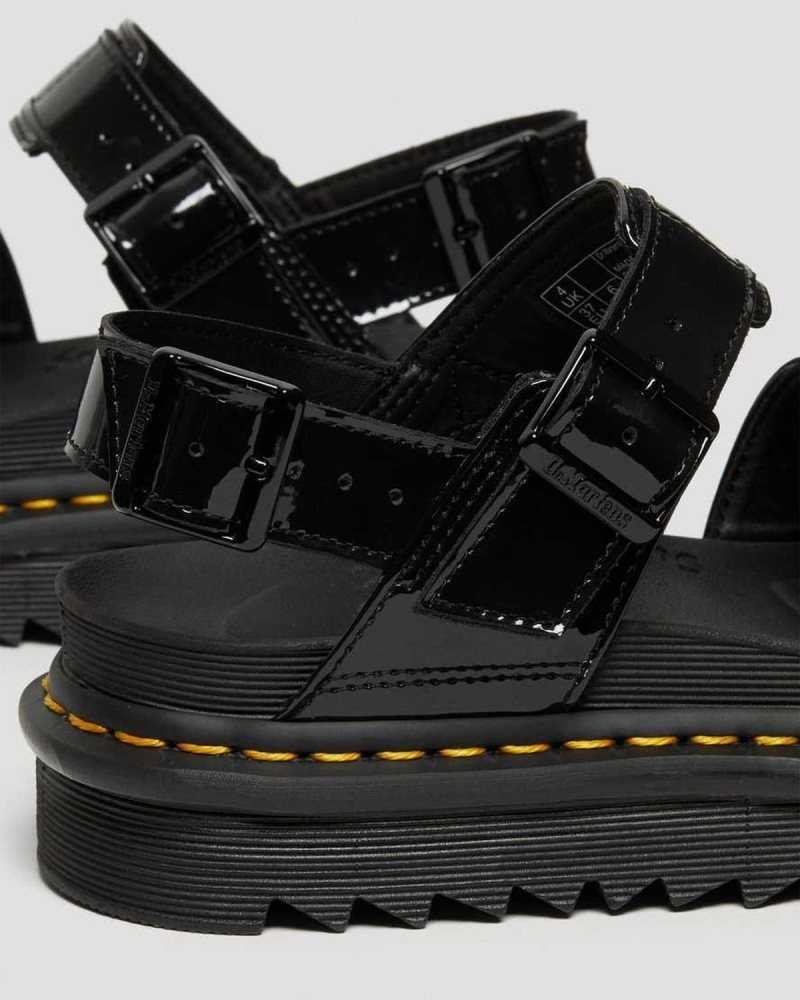 Dr Martens Voss Patent Leather Strap Sandals Gladiator Sandals Black | 73864RFAN