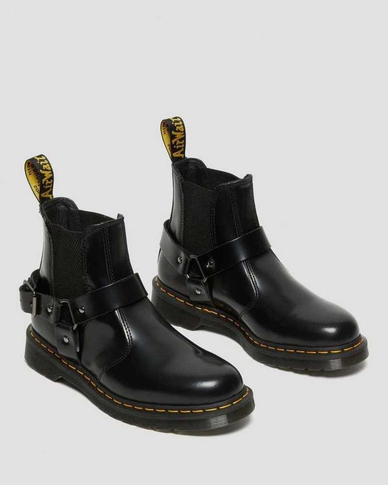 Dr Martens Wincox Smooth Leather Buckle Boots Chelsea Boots Black | 02765BARW