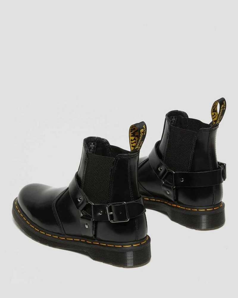 Dr Martens Wincox Smooth Leather Buckle Boots Chelsea Boots Black | 02765BARW