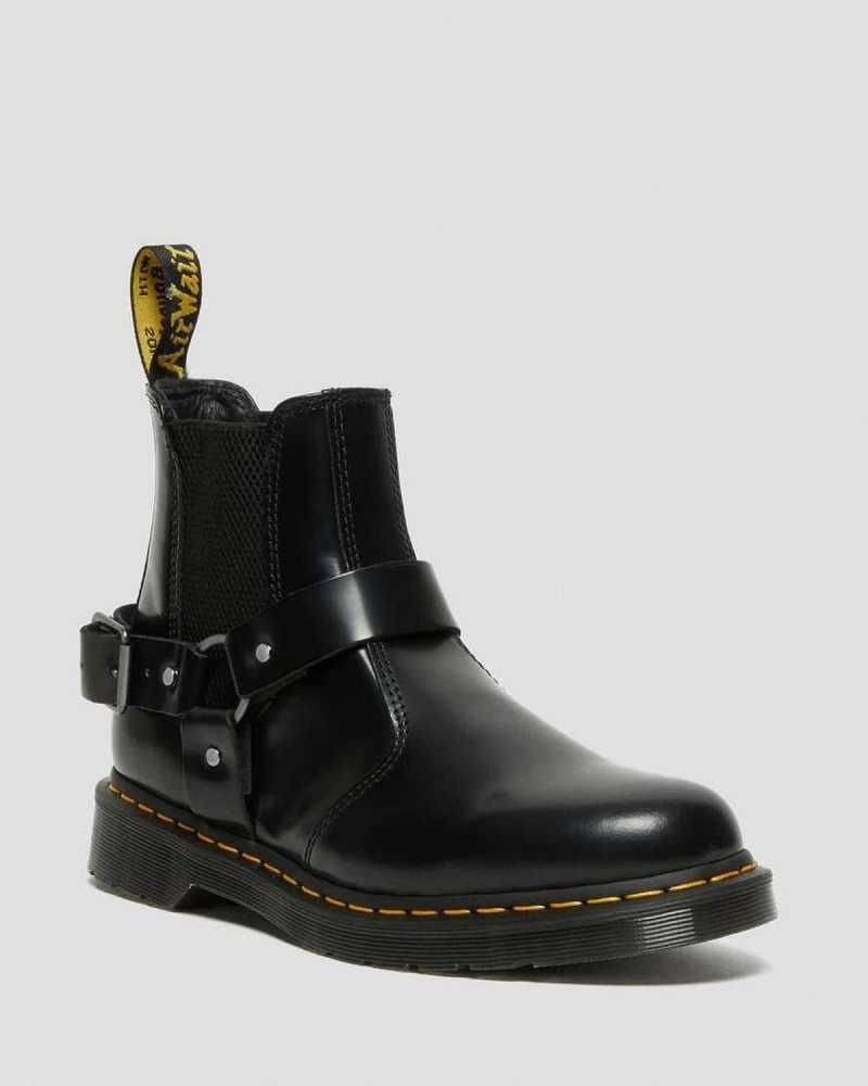 Dr Martens Wincox Smooth Leather Buckle Boots Chelsea Boots Black | 02765BARW