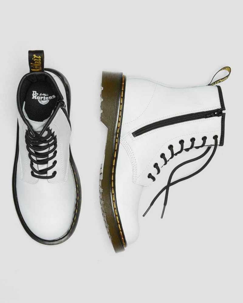 Dr Martens Youth 1460 Leather Lace Up Boots Boots White | 73246DUCF